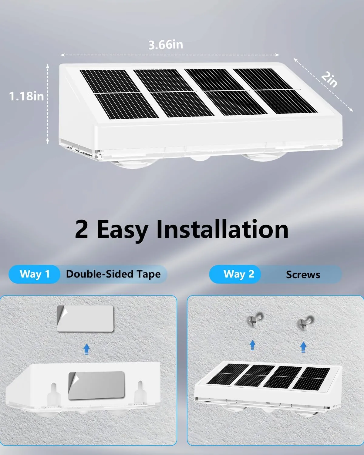VOLISUN Solar Fence Lights, 8 Pack Solar Powered Fence Lights Outdoor with Warm White LED Spot Lens, IP65 Waterproof Fence Solar Lights Outdoor for Patio, Backyard, Railing, Deck（White）