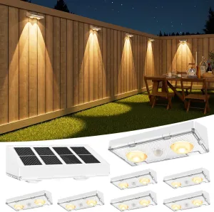 VOLISUN Solar Fence Lights, 8 Pack Solar Powered Fence Lights Outdoor with Warm White LED Spot Lens, IP65 Waterproof Fence Solar Lights Outdoor for Patio, Backyard, Railing, Deck（White）