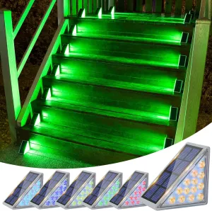 VOLISUN Solar Stair Lights 6 Pack, 7 Fixed Colors, Solar Step Lights Outdoor Waterproof IP67, LED Outdoor Step Light, Deck Light Outdoor Decor for Garden Stair, Front Step, Porch and Patio