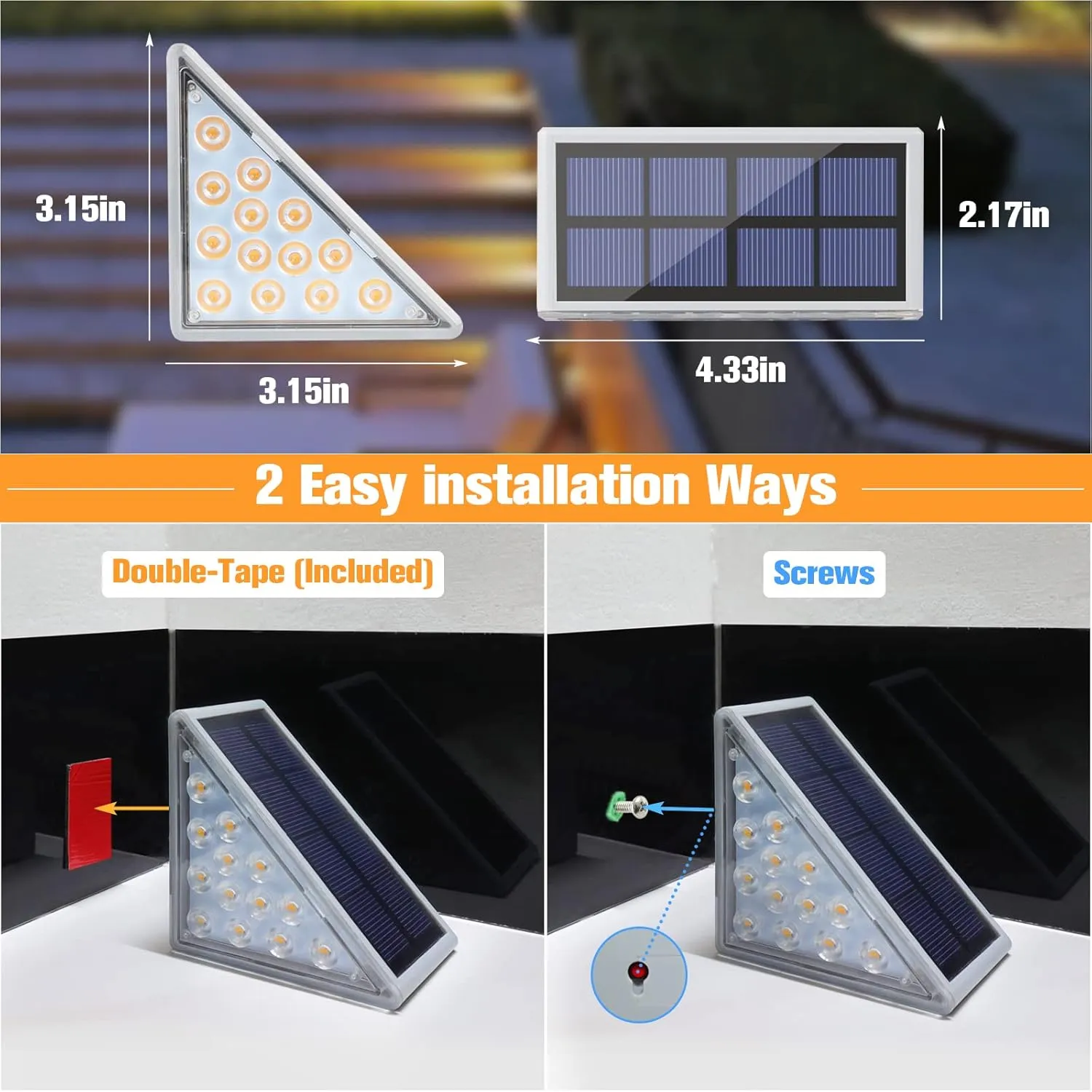 VOLISUN Solar Stair Lights 6 Pack, Solar Step Lights Waterproof IP67, Outdoor Step Light with 13 LEDs, Outdoor Lighting Decor for Yard Stair, Patio, Front Step, Front Porch and Deck(Cool White)
