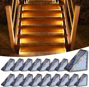 VOLISUN Solar Step Lights for Outside, Solar Stair Lights Outdoor Waterproof IP67, LED Outdoor Step Light, 80 Lumen, Deck Light for Outside Step, Front Porch and Patio(Black,16 Pack)