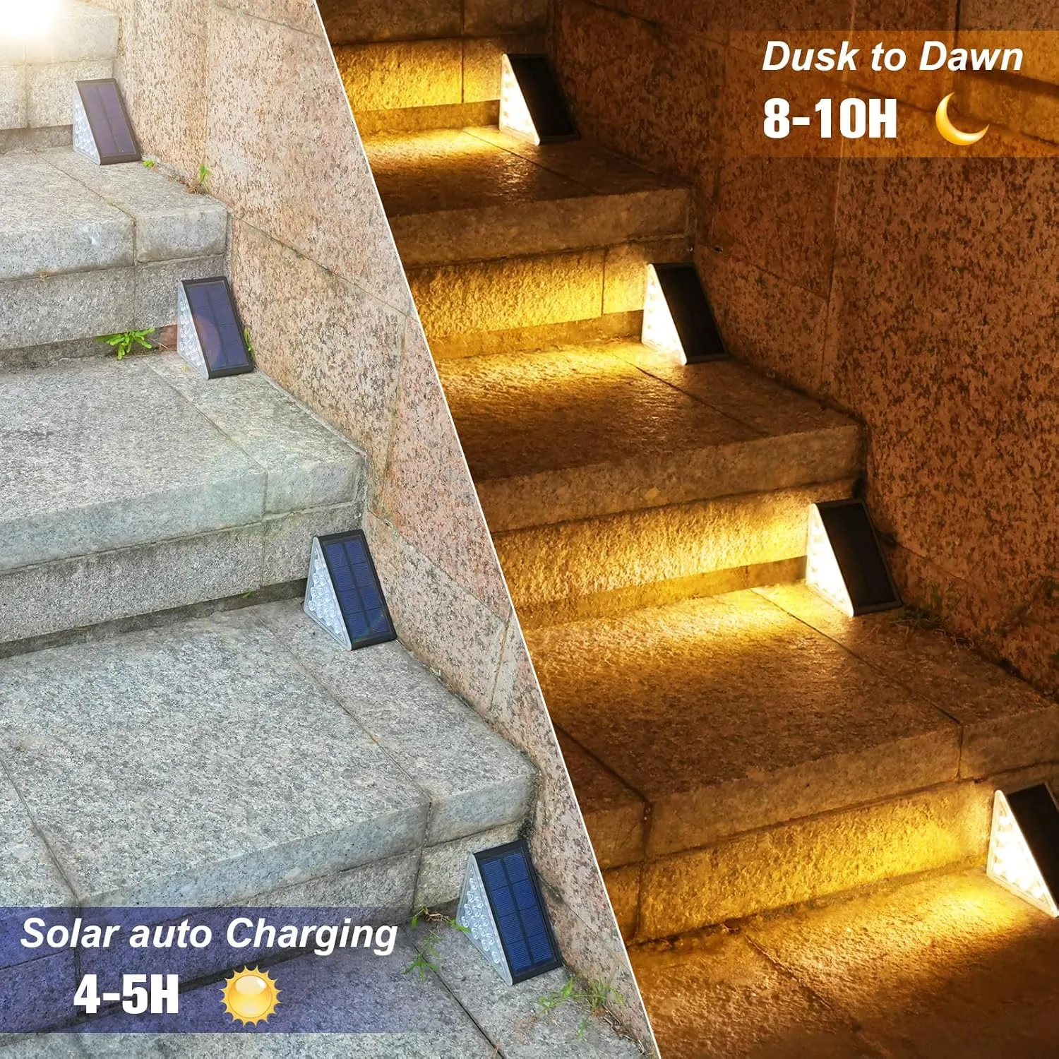 VOLISUN Solar Step Lights for Outside, Solar Stair Lights Outdoor Waterproof IP67, LED Outdoor Step Light, 80 Lumen, Deck Light for Outside Step, Front Porch and Patio(Black,16 Pack)