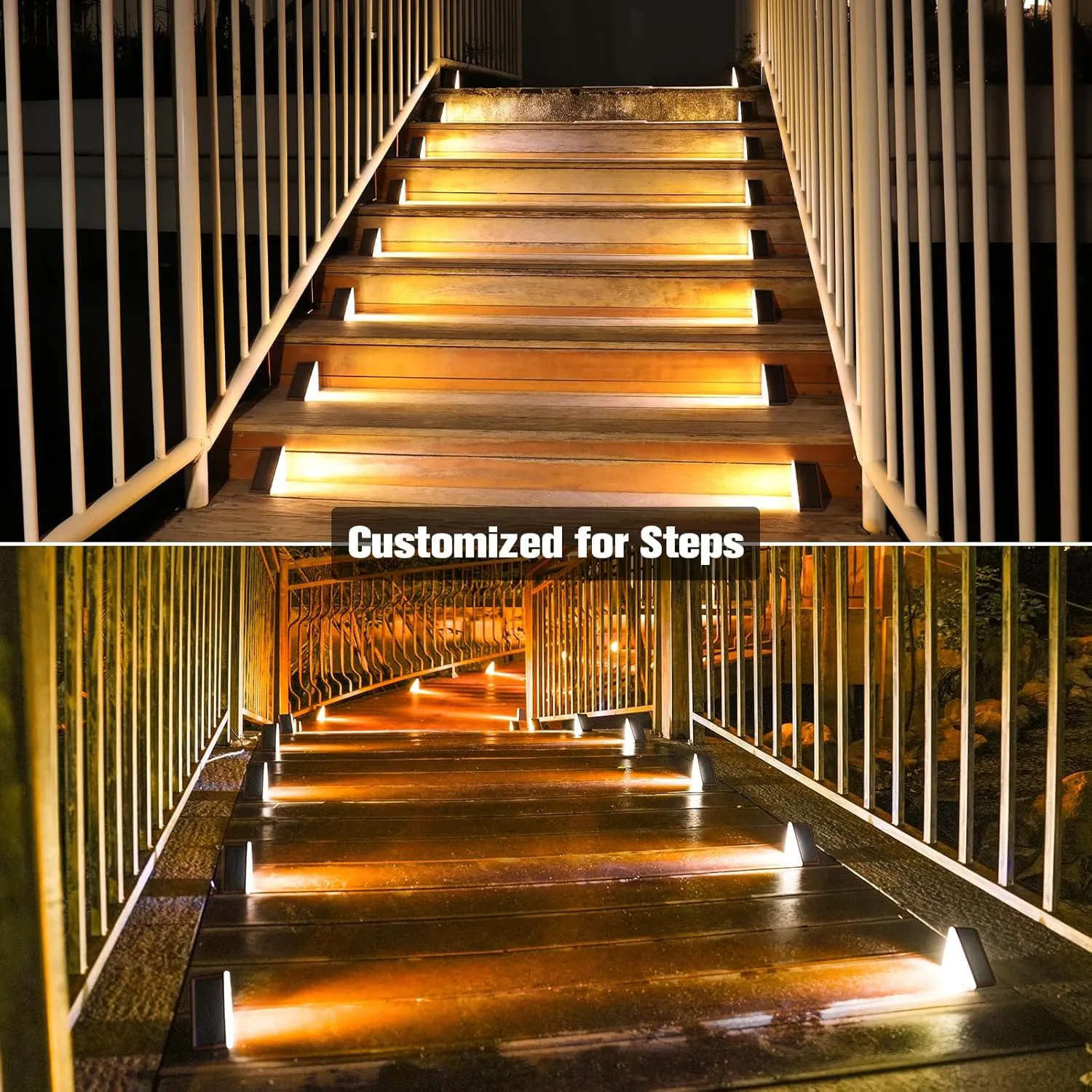 VOLISUN Solar Step Lights Outdoor Waterproof, LED Outdoor Stair Lights, Solar Step Light for Outside, Deck Light Decor for Stair,Front Porch and Patio(Brown,8 Pack)