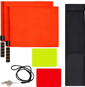 Volleyball Referee Flags Set with Storage Bag, 4PCS Referee Toolkit Includes Volleyball Flags, Storage Bag, 304 Stainless Steel Whistle, Red and Yellow Cards