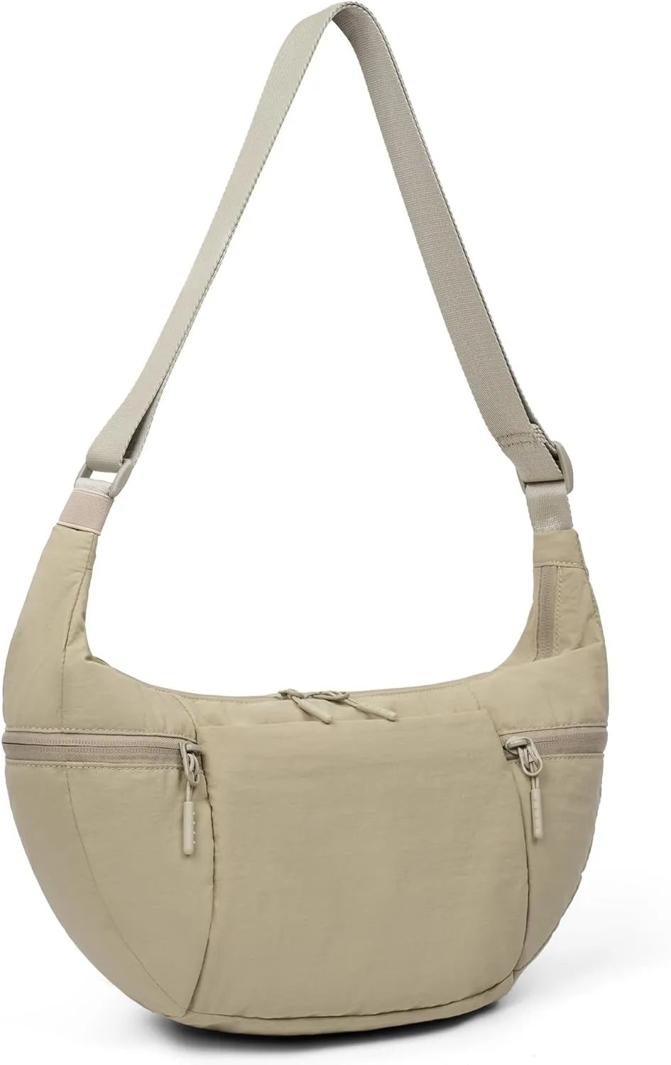 VONAL Nylon Crossbody Bag for Women, Lightweight Shoulder Purse with Zipper, Trendy Crescent Sling Bag with Adjustable Stap