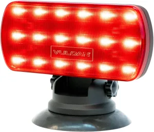 VULCAN High Intensity Magnetic LED Flasher - Red - Runs on Four Standard AA Batteries - Includes Adjustable Magnetic Base