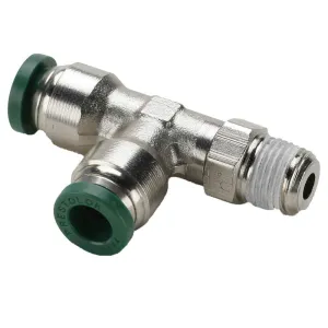 W171PLP-6-6-pk20 Prestolok PLP Male Run Tee Swivel Push-to-Connect Fitting, Nickel Plated, 3/8" Push-to-Connect Tube x 3/8" Male NPTF, Brass (Pack of 20)