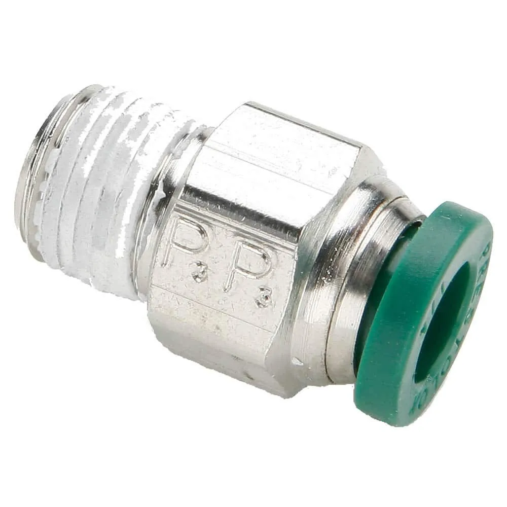 W68PLP-4-2-pk10 Prestolok PLP Male Connector Push-to-Connect Fitting, Nickel Plated Brass, 1/4" Push-to-Connect Tube x 1/8" Male NPTF (Pack of 10)