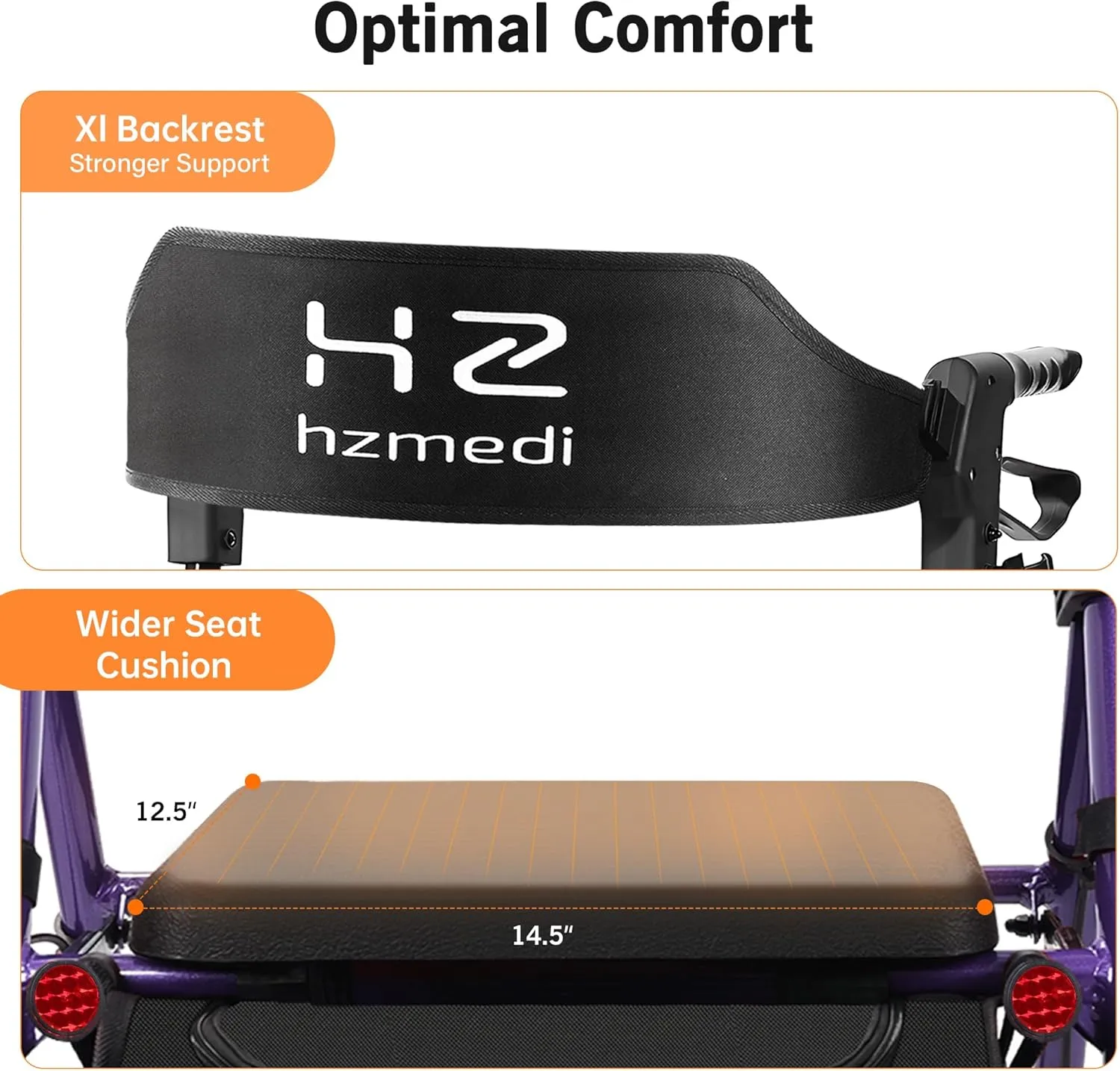 Walkers for Seniors, Purple Foldable Rollator Walker with Durable Aluminum, Dual Adjustable Height Medical Rolling Walker 8" Wheels for All Terrain, Transport Chair with Seat and Backrest| Purple
