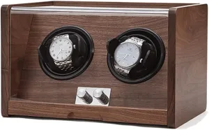 Walnut Watch Winder, Transparent Acrylic Case, 2 Slot, Quiet Wooden Watch Shaker, Vertical Winding, Quiet Sleep Watch Winder Display Watch Box Case Watch Storage