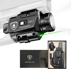 WARRIORLAND MA1 800 Lumens Rail Mounted Universal Pistol Light, Combo Custom Holster for Glock 17/19 Gen 3-5 & 22/23 /31/32 Gen 3-4 & 19X /44/45, Rechargeable | Screen Power Status