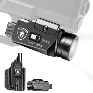 WARRIORLAND Universal Tactical Light Fit Glock 17/19 KYDEX Holster Combo, 800 Lumens Light, Magnetic USB Charging Universal Weapon Light-Screen Displays Battery Status, Crossbow MA2 w/ G19 Holster