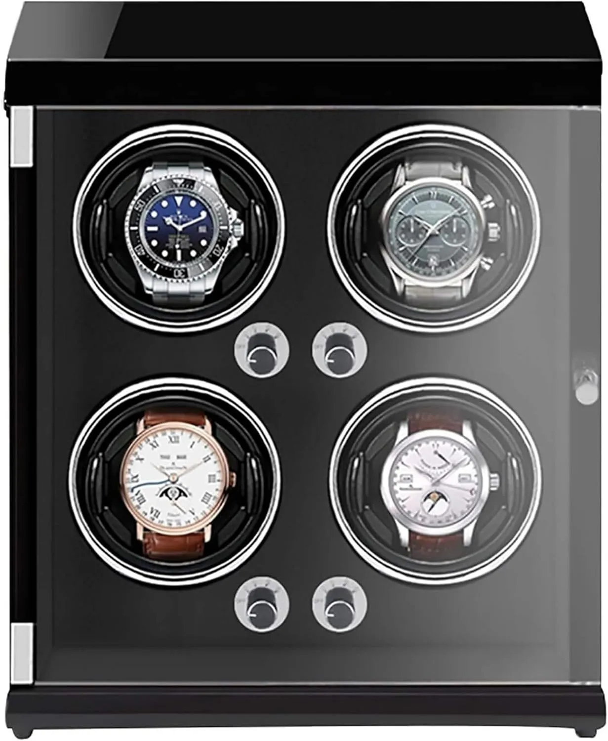 Watch Box Watch Winders 4 Position Recharable Watch Shaker Mechanical Winder Veal Automatic Winding Box Light-Setive Led Light Watch Case