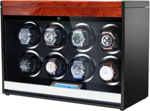 Watch Boxes Touch Screen Watch Winder Automatic Watches Winder Box with Light as a Gift for Men,Women AC Adapter Does Not Include Watches (Wood Grain A)