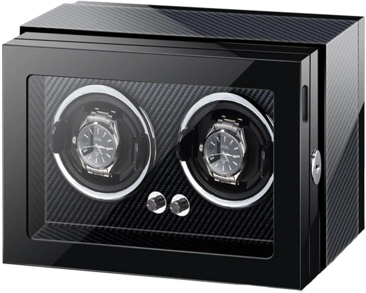 Watch Winder for 1/2 Watches Automatic Watch with LED Light Adjustable Watch Pillows Quiet Motors Piano Paint Watch Winder Display Box for Men's and Women's(2 0)