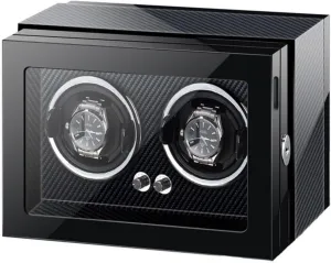 Watch Winder for 1/2 Watches Automatic Watch with LED Light Adjustable Watch Pillows Quiet Motors Piano Paint Watch Winder Display Box for Men's and Women's(2 0)