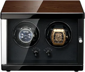 Watch Winder For Men's And Women's Automatic Watch With LED Lights Quiet Japanese Mabuchi Motor Watch Winder Box For 1 2 4 6 Watches Display Box (Color : Black, Size : 2 0)