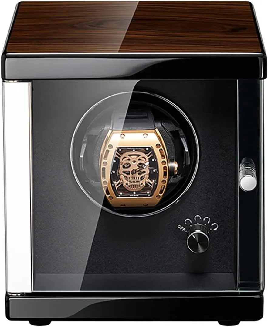Watch Winder for Men's and Women's Automatic Watch with LED Lights Quiet Motor Watch Winder Box Watches Display Box (Black 1 0)