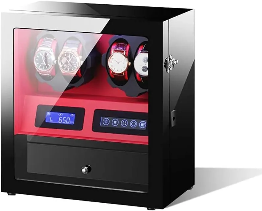 Watch Winder for Watches 4 5 Automatic Watch Winder Storage Box with 5 Rotation Modes and Quiet Motor, Led Light, Suitable for Ladies and Men's Wrist, Gift