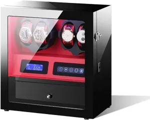 Watch Winder for Watches 4 5 Automatic Watch Winder Storage Box with 5 Rotation Modes and Quiet Motor, Led Light, Suitable for Ladies and Men's Wrist, Gift