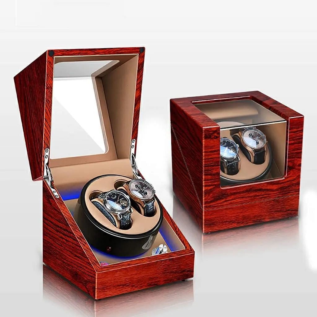 Watch Winder for Watches Automatic Watch Winder Box, Luxury Wood Shell Storage Case Piano Paint, 5 Rotation Modes, Quiet Motor, LED ambient light, for 2 Watch Rotating Watches Storage, Gift Holiday Gi
