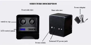 Watch Winder of Accommodate 2 Watches Ultra-Quiet Anti-Magnetic Motor Self-Winding Watch Bo with Soft and Flexible Table Pillow for Most Automatic Mechanical Watches
