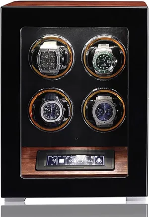Watch Winders for 2 4 6 9 12 Watches with Quiet Motor Watch Winder Box Display Case LED Illumination and LCD Touchscreen Control Wooden Storage Case (Color : Black, Size : 4 0)