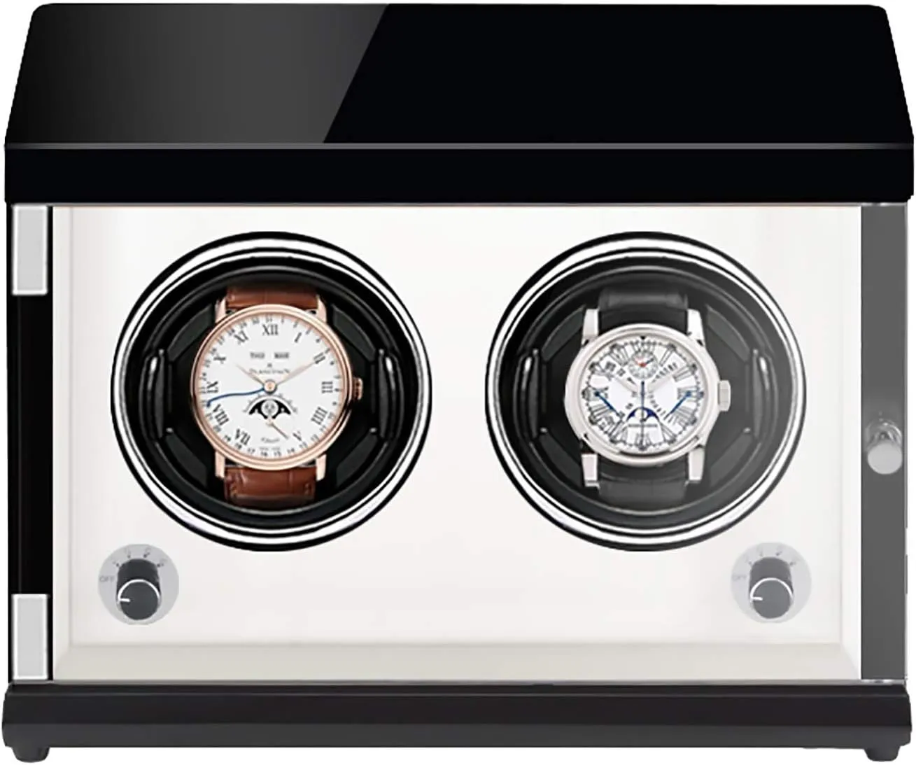 Watch Winders - Rechargeable Two-Position Watch Shaker Mechanical Watch Winder Vertical Automatic Watch Winding Box with Light-Sensitive Led Light Watch Winder Display Watch Box