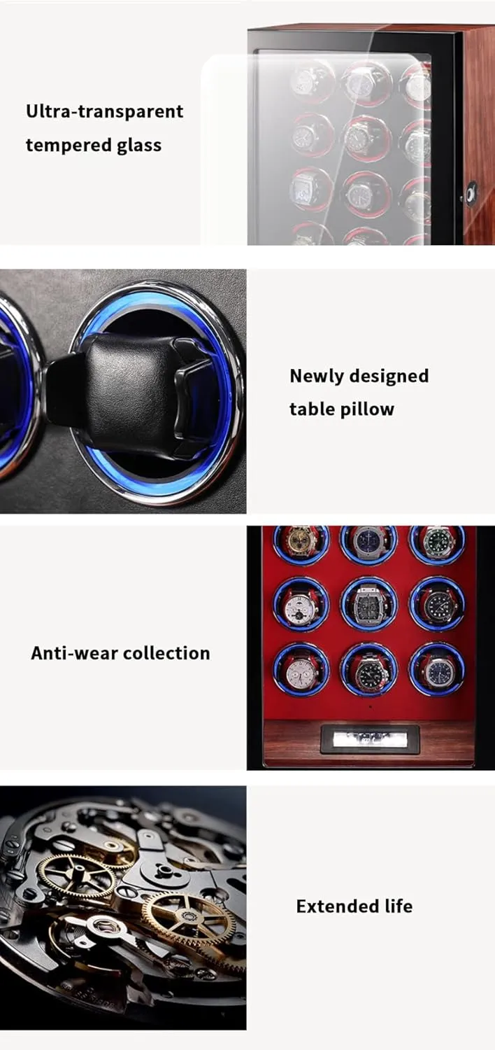 Watch Winders Watches With Quiet Motor Watch Winder Box Display Case LED Illumination And LCD Touchscreen Control Wooden Storage Case (Red 6 0)