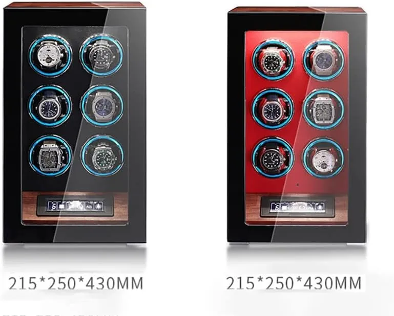 Watch Winders Watches With Quiet Motor Watch Winder Box Display Case LED Illumination And LCD Touchscreen Control Wooden Storage Case (Red 6 0)