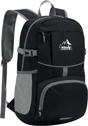 WATERFLY Hiking Foldable Daypack Backpack: 25L Ultra Lightweight Packable Waterproof Outdoor Travel Day Pack for Woman Man
