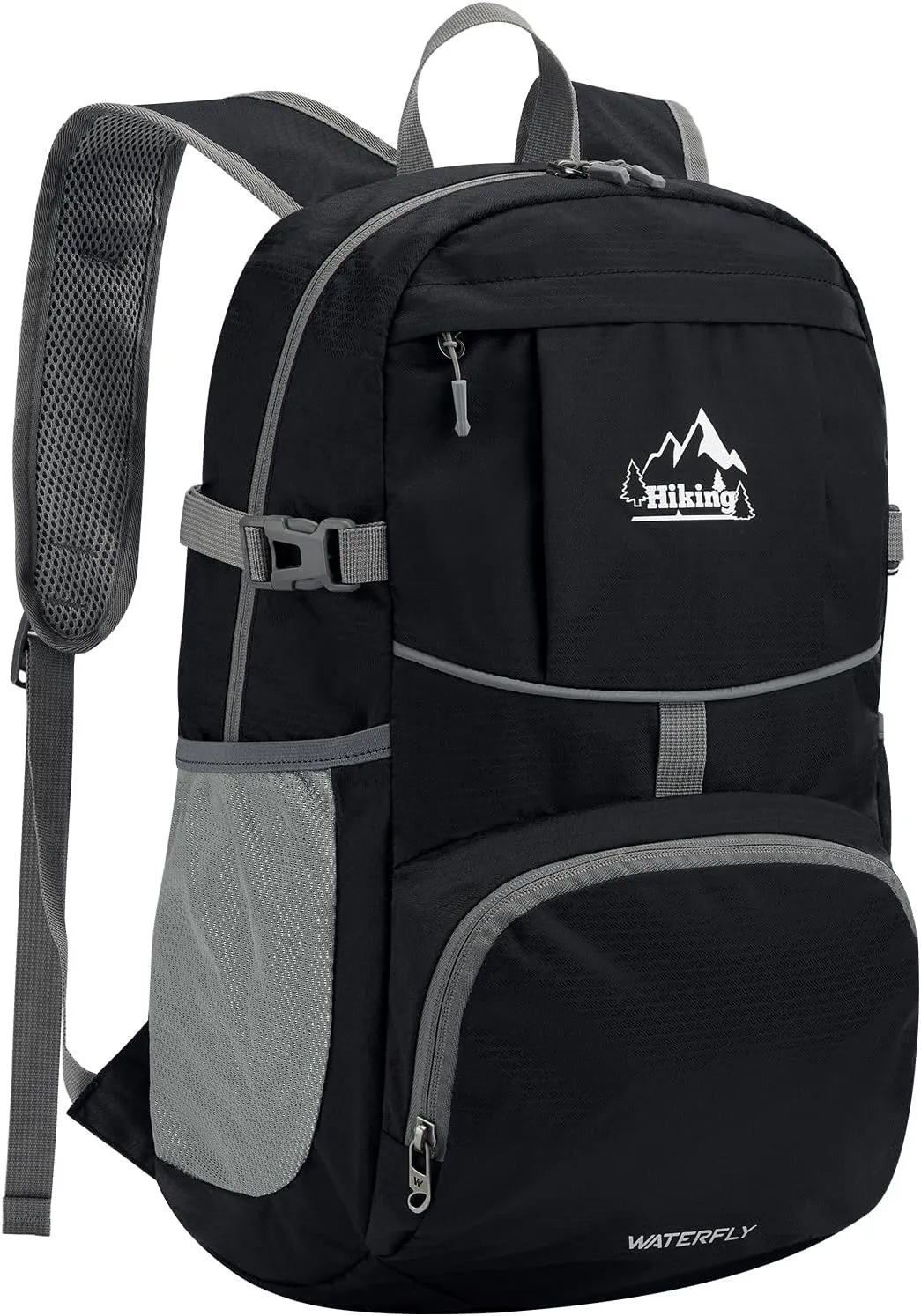 WATERFLY Hiking Foldable Daypack Backpack: 25L Ultra Lightweight Packable Waterproof Outdoor Travel Day Pack for Woman Man