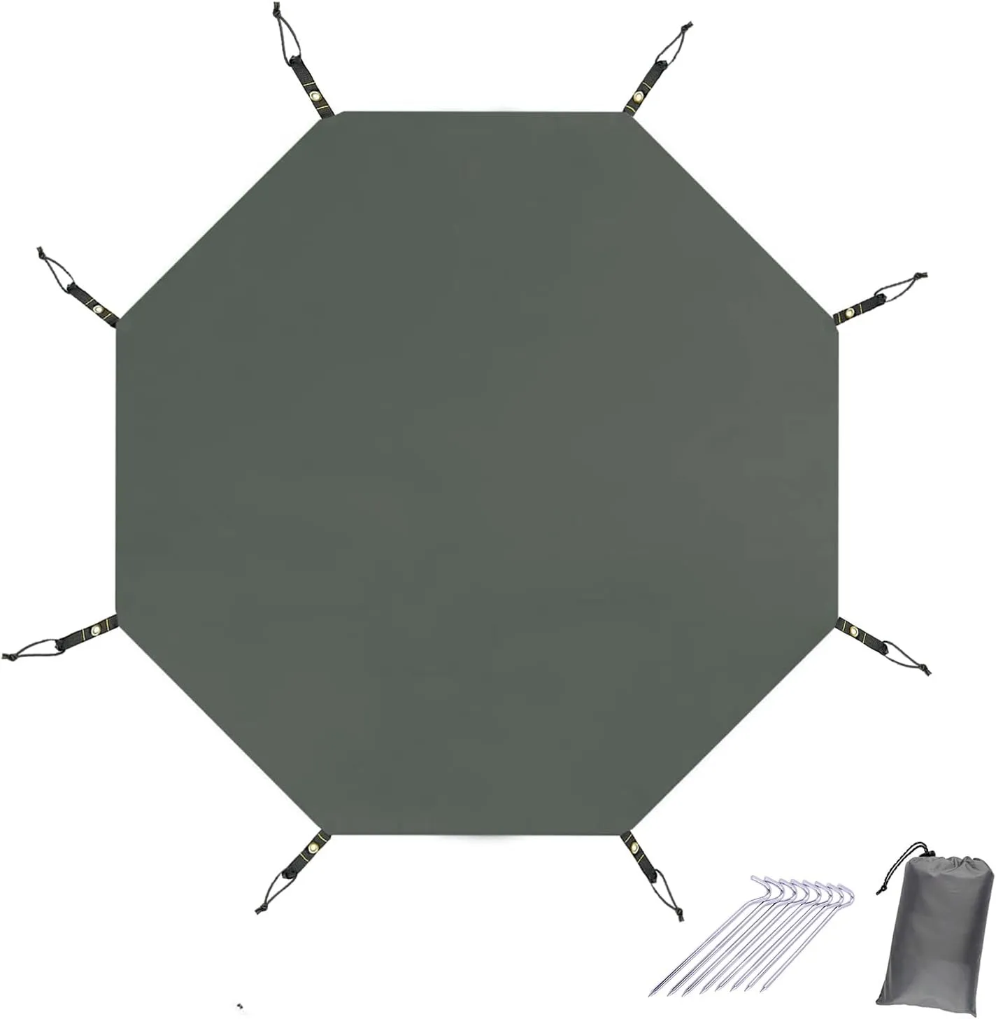 Waterproof Camping Tarp, Tent Footprint, Heavy Duty Tent Floor Saver, Octagon Ground Sheet Mat, Grey 151x151in