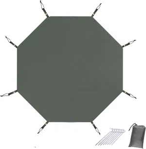 Waterproof Camping Tarp, Tent Footprint, Heavy Duty Tent Floor Saver, Octagon Ground Sheet Mat, Grey 151x151in