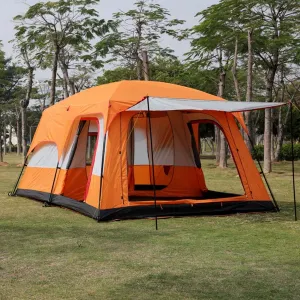 Waterproof Camping Tent,Family Tent with 3 Room 8-12 Person Large Tent 2 Bedroom Family Tent & Sun Shelter,Festival Essential for Outdoor Garden, Orange