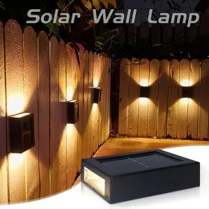 Waterproof LED Solar Wall Lamp: Up and Down Glow for Balcony, Yard, Street, and Landscape