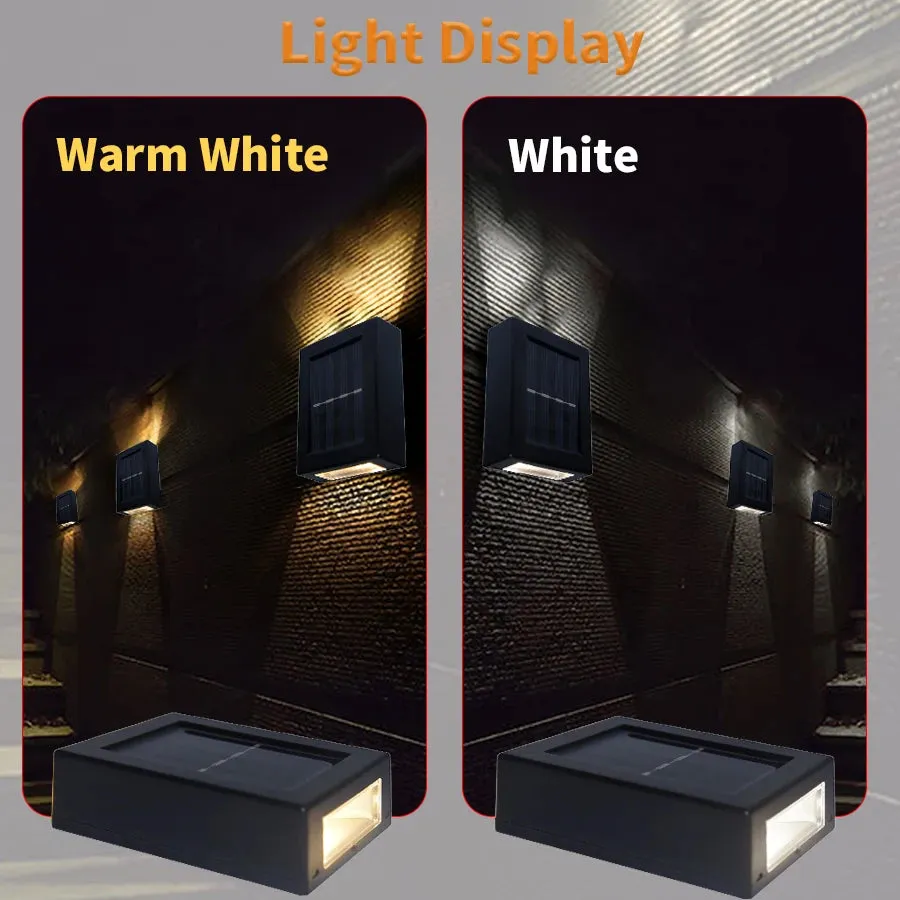 Waterproof LED Solar Wall Lamp: Up and Down Glow for Balcony, Yard, Street, and Landscape