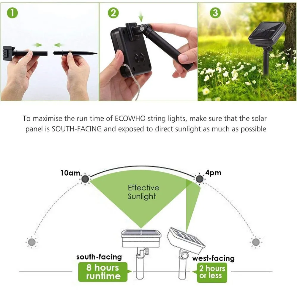 Waterproof Outdoor Solar LED Strip Mini String Lights 20M