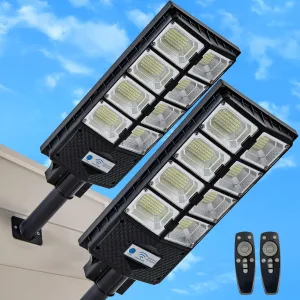 Waterproof Solar Lights Outdoor for Patio & Yard, Dusk to Dawn Motion Sensor Security Lighting, High Brightness Solar-Powered Garden Pathway Lamps-2 Pack
