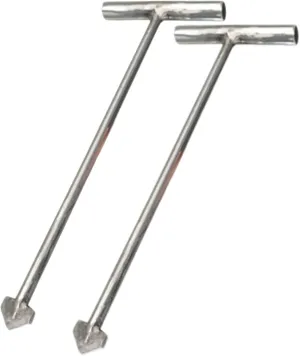 WDJBPSH 2 Pcs Manhole Cover Hook Lid Lifter, Stainless Steel Drain Grate Hooks with Steel T-Style Handle, Metal Single Hook End/Drain Covers Crowbar/Sewer Lids Puller(Dia-8mm,L - 7.8in)