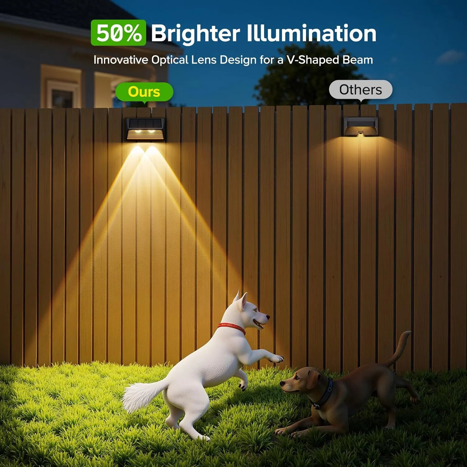 WdtPro Solar Fence Lights Outdoor - 3500K/6000K 2 Modes, Super Bright Lens LED Fence Lights Solar Powered, IP65 Waterproof Solar Deck Light for Outside Patio Step Stair Railing Wall (12 Pack)
