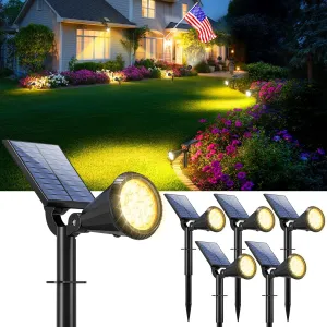 WELALO Solar Spot Lights Outdoor Waterproof for Flag, [6 Pack/4 Modes] Landscape Spotlights 180° Adjustable Solar Powered Lights for Walkway Pathway Tree Yard Garden Wall Driveway Statue Warm White