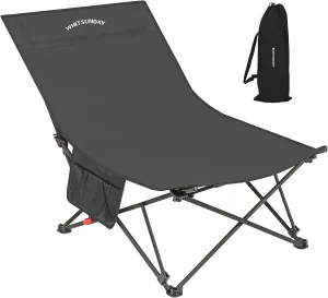 Whitsunday Camping Lounge Chair, 3 Adjustments Reclining Camping Chair, Lawn Chairs Folding Chair with Side Pocket for Camping, Beach, Picnic Grey