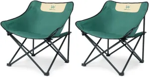 Whitsunday Outdoor Foldable Camping Chair with Built-in Side Pocket (2, Green)