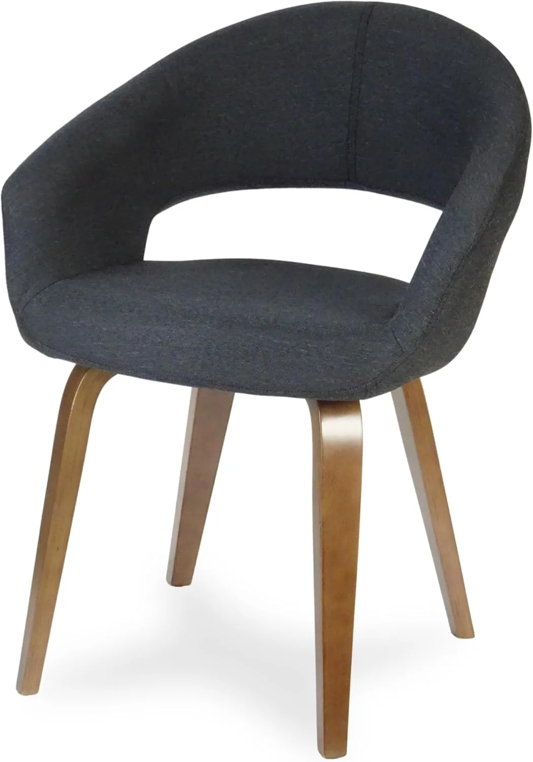 Wickerix Set of 2 Modern Dining Upholstered Lagos Armchairs, Comfortable Chairs for Kitchen, Dining, Living Room Accent Chairs w Armrest, Wood Legs, Padded Seat, Dark Gray Color