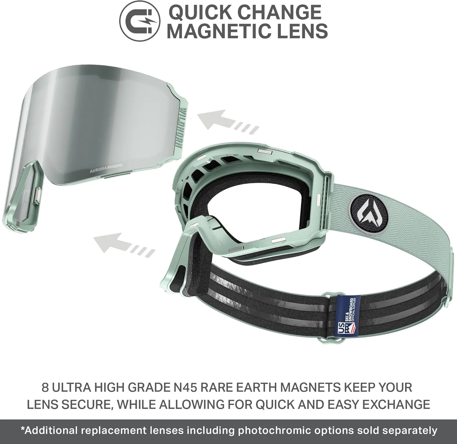 Wildhorn Roca Ski Goggles Men Women Anti-Fog/Scratch 100% UV-Magnetic Lens-Snowboard Snow Goggles Men Women Adult