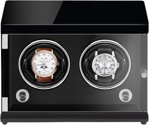 Winding Box Watch Winders - Rechargeable Two-Position Watch Shaker Mechanical Watch Winder Vertical Automatic Watch Winding Box with Light-Sensitive Led Light