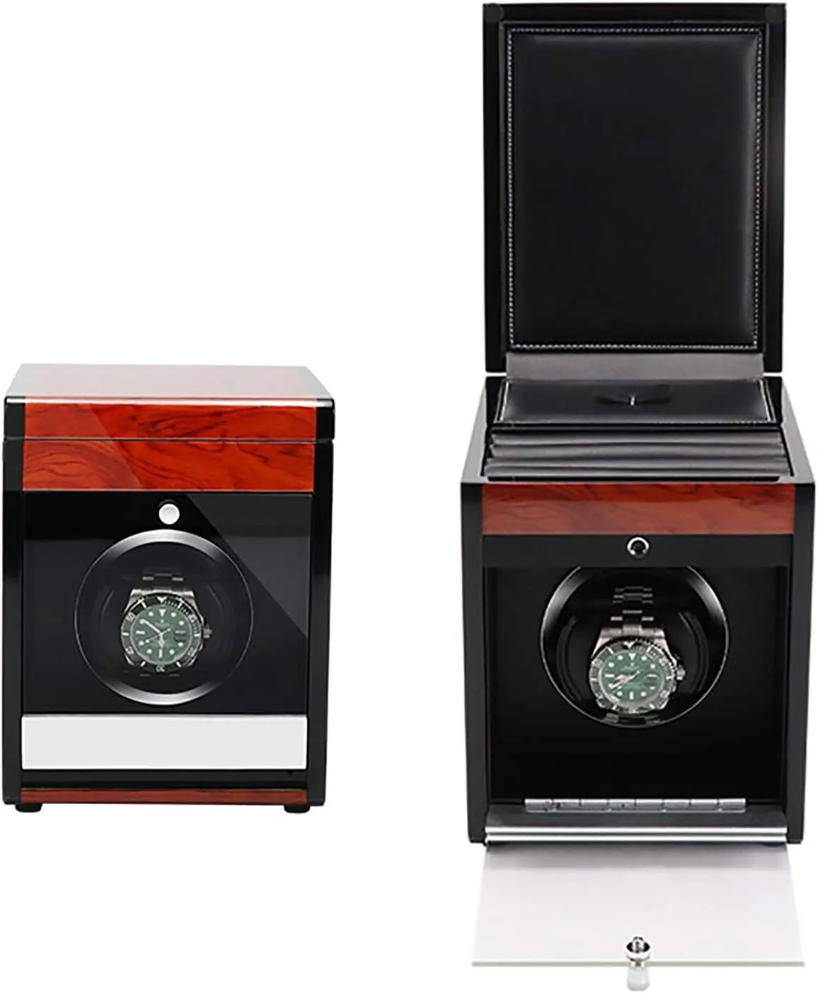 Winding Box Watch Winders - Wooden Watch Storage Case Smart Watches Winder with LED Light Mechanical Watch Automatic Shaker with Access Control Watch Winding B