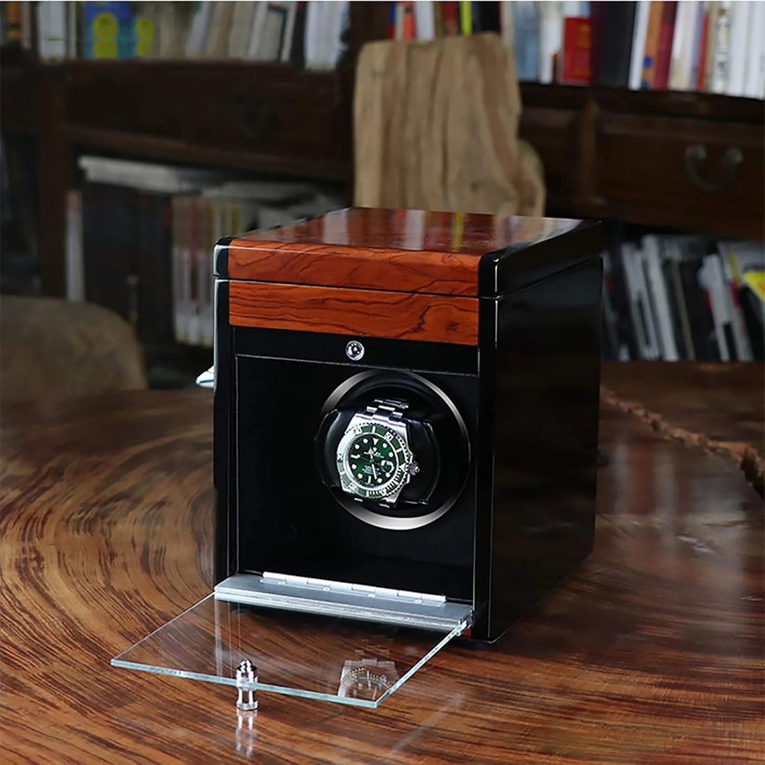Winding Box Watch Winders - Wooden Watch Storage Case Smart Watches Winder with LED Light Mechanical Watch Automatic Shaker with Access Control Watch Winding B