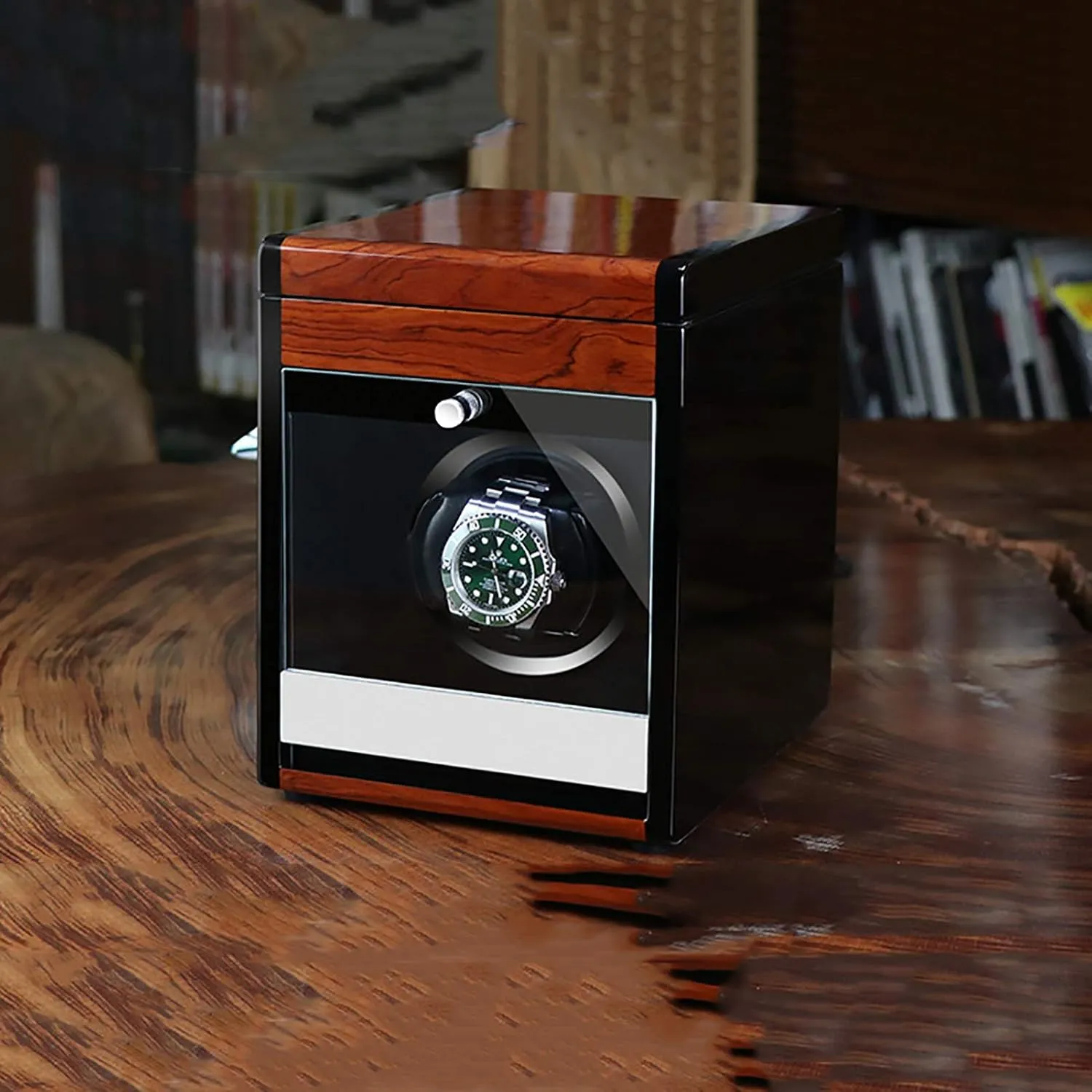 Winding Box Watch Winders - Wooden Watch Storage Case Smart Watches Winder with LED Light Mechanical Watch Automatic Shaker with Access Control Watch Winding B